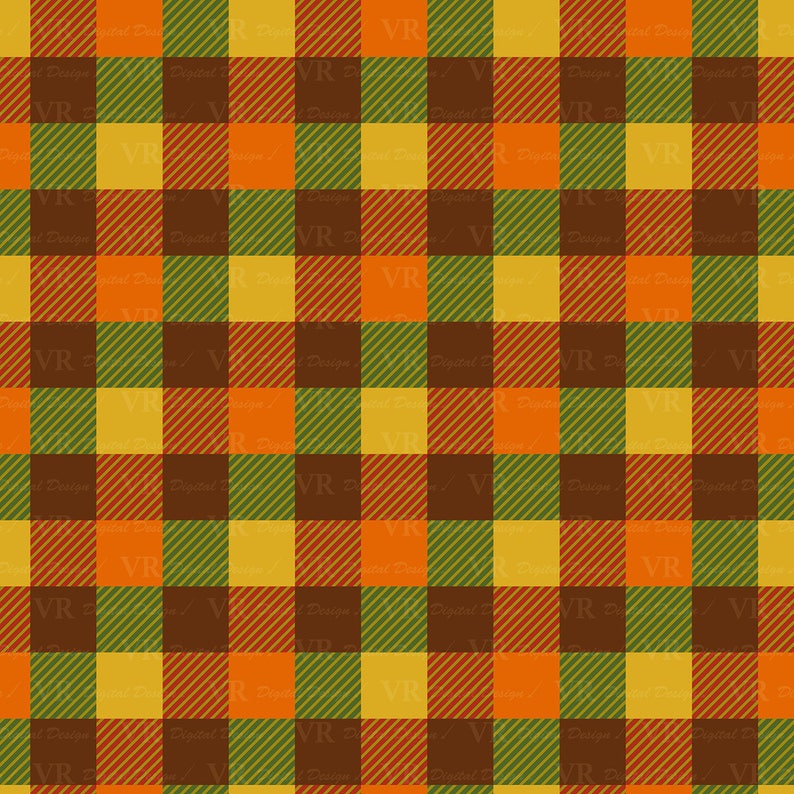 Autumn Plaid Digital Paper Fall Plaid Patterns Thanksgiving Etsy