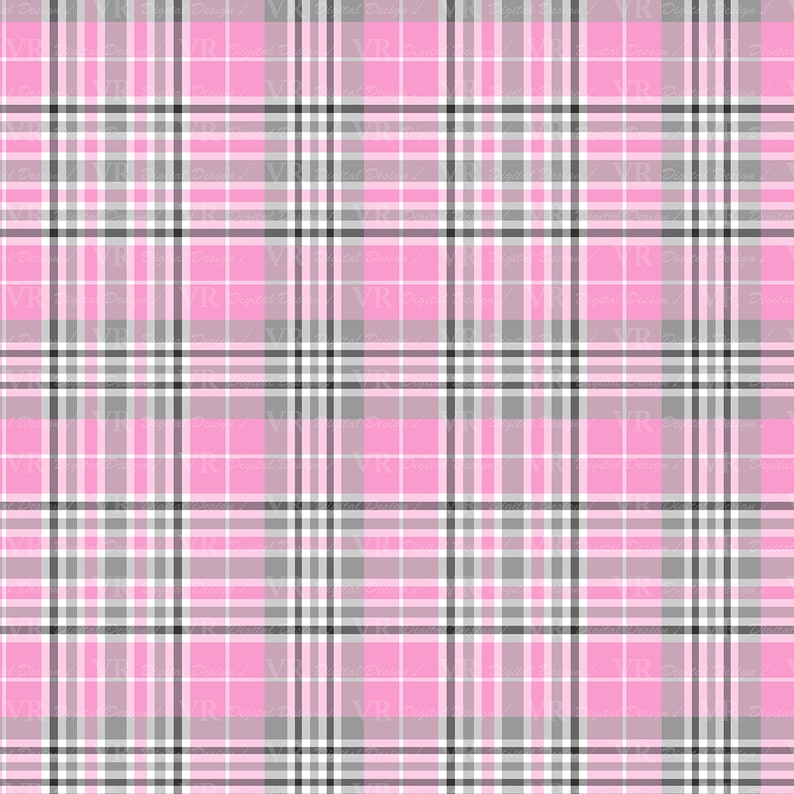 Pink and Grey Plaids Digital Paper Set Pink and Grey Plaid - Etsy