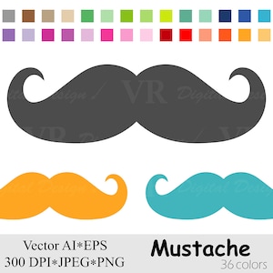 Mustache Clipart, Rainbow Moustache Digital Clipart, Fathers Day Clip art, Planner Stickers,  Dad Vector Clipart