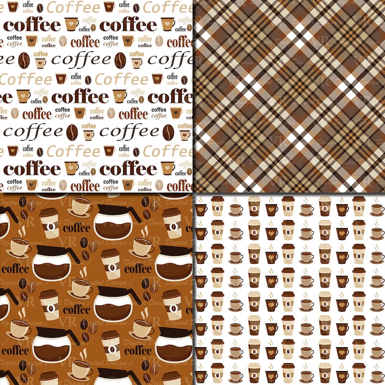 Coffee Digital Paper Set Coffee Bean Digital Paper Coffee | Etsy
