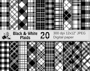 Blue and Black Plaids Digital Paper Buffalo Plaid Lumberjack | Etsy