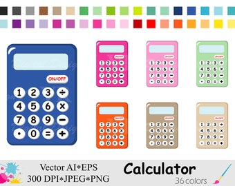 Illustraties rekenmachine, regenboog rekenmachine clipart, wiskunde planner stickers clipart, school clipart, stationaire digitale download vector clipart