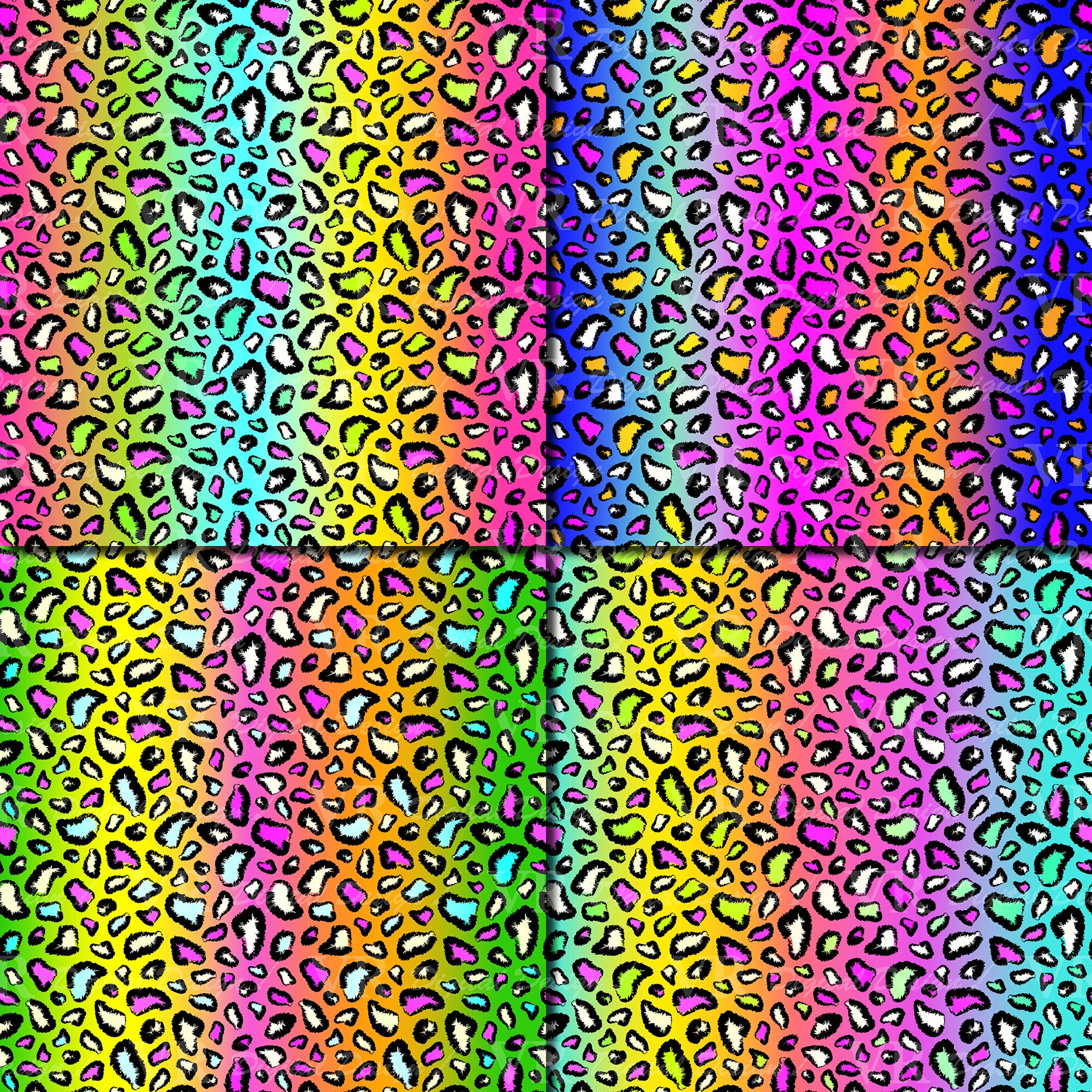 Colorful Leopard Seamless Patterns / Bright Leopard Digital Paper ...