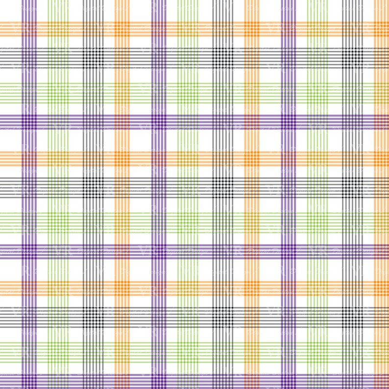 Halloween Plaids Digital Paper Set, Halloween Plaid Digital Papers, Black Orange Green Purple Digital Scrapbook Paper, Instant Download image 3