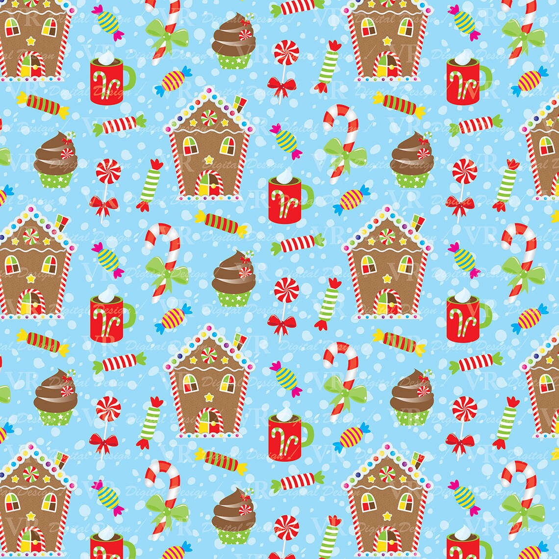 Christmas Gingerbread Digital Paper Set Gingerbread House - Etsy