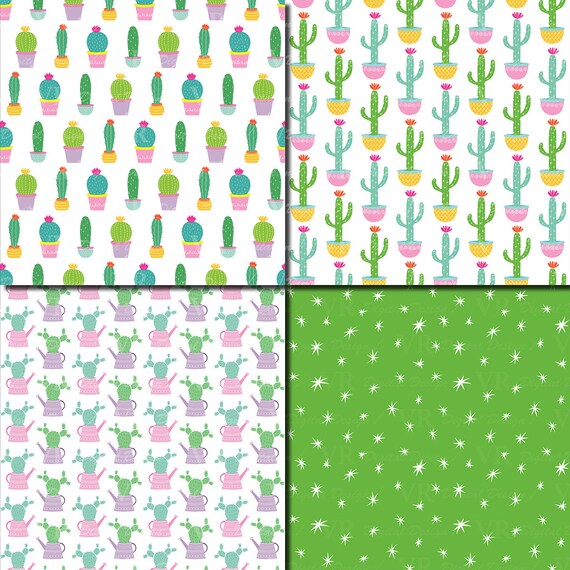 Kaktus digitales Papier, niedliche Kakteen Pflanzen nahtlose Muster, helle  Topfpflanzen Kakteen Scrapbook Papiere herunterladen - Etsy.de