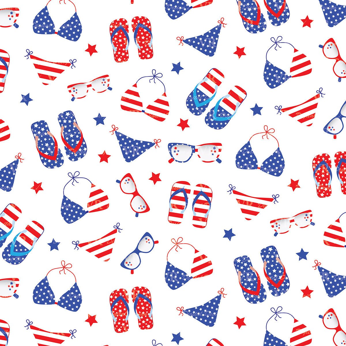 4th of July Digital Papers Patriotic USA Red and Blue Stars - Etsy