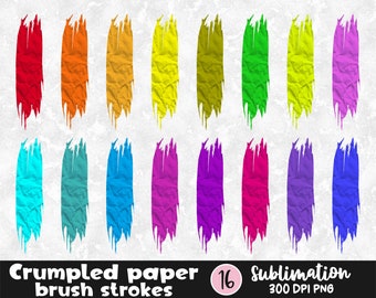 Crumpled Paper Sublimation Brush Strokes PNG Bundle / Wrinkled Paper Sublimation Design / Brushstrokes Print Transfers