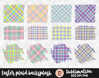 Easter Plaid Sublimation Backsplash / Pastel Plaid Distressed Backgrounds Sublimation Bundle PNG / Sublimation Design