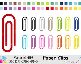 Rainbow Paper Clips Clip Art, School Supplies Clipart, Paper Clip Planner Stickers Clipart, Instant Digital Download Vector Clip Art