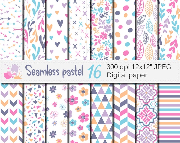 Seamless Neutral Digital Paper Pack, Neutral Flowers and Leaves Paper ...