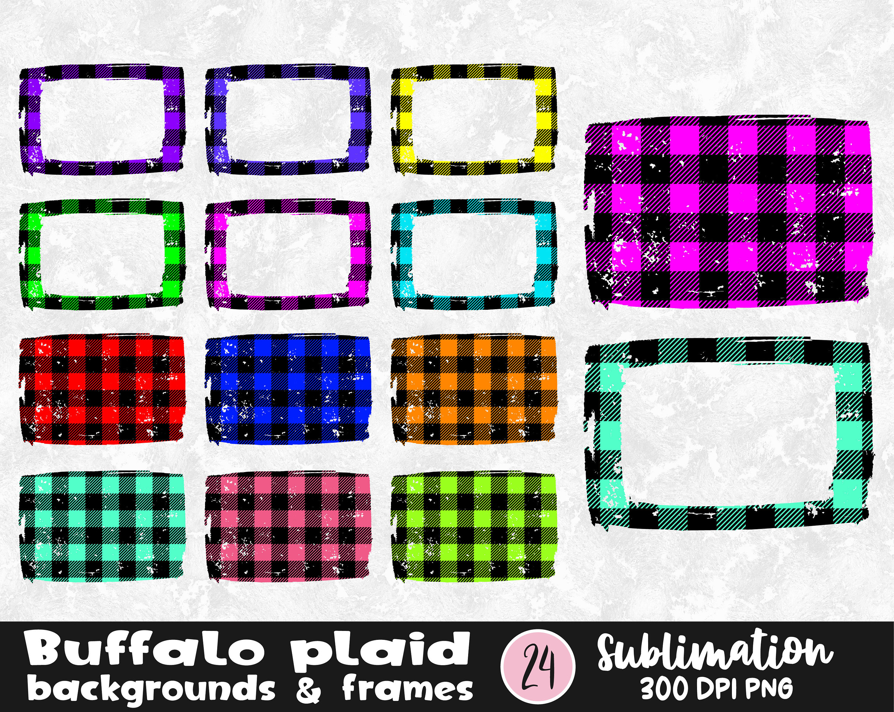 Buffalo Plaid Sublimation Backgrounds and Frames PNG Bundle ...