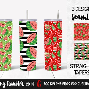 Red Watermelon Skinny Tumbler 20 oz Wrap / Watermelon Sublimation Seamless Tumbler Design Download