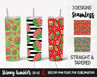 Red Watermelon Skinny Tumbler 20 oz Wrap / Watermelon Sublimation Seamless Tumbler Design Download