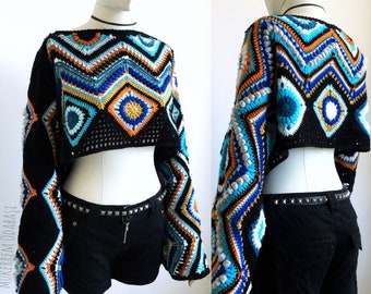 Crochet boho crop top,long sleeve top,crochet festival crop top,gift for her,womens gift