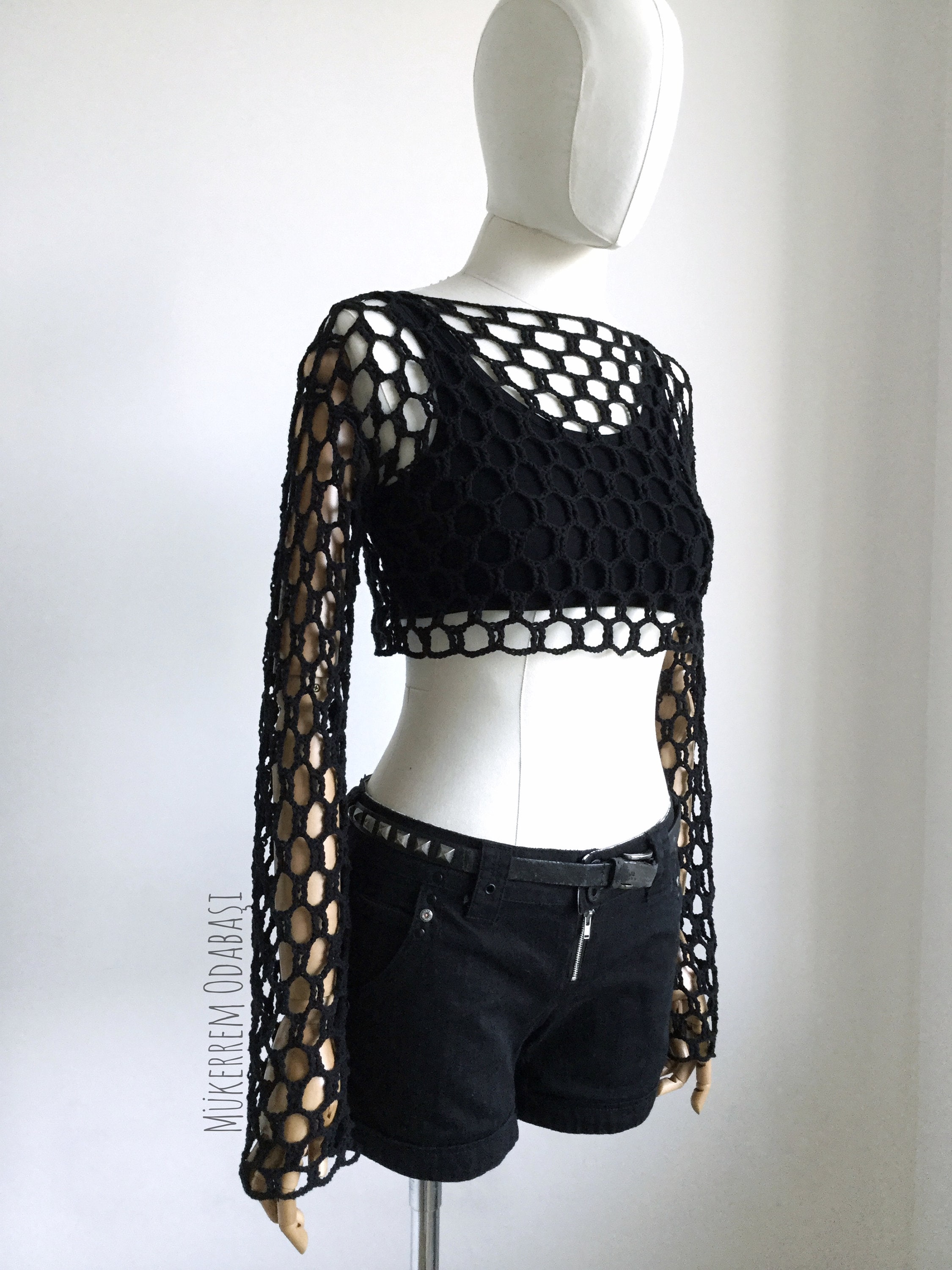Gothic Crochet Crop Top,crochet Festival Crop Top,crochet