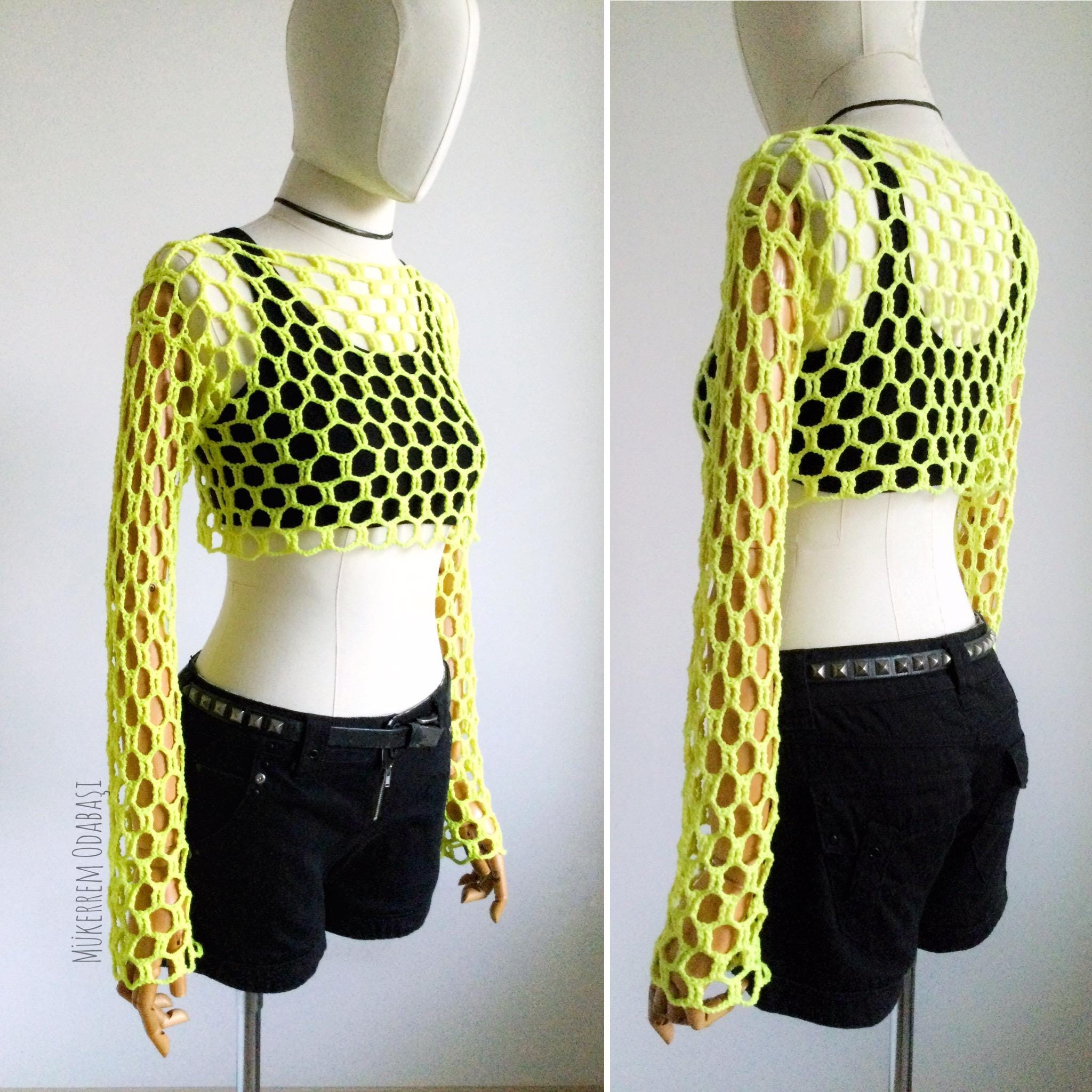 Gothic Crochet Crop Top,crochet Festival Crop Top,crochet Mesh