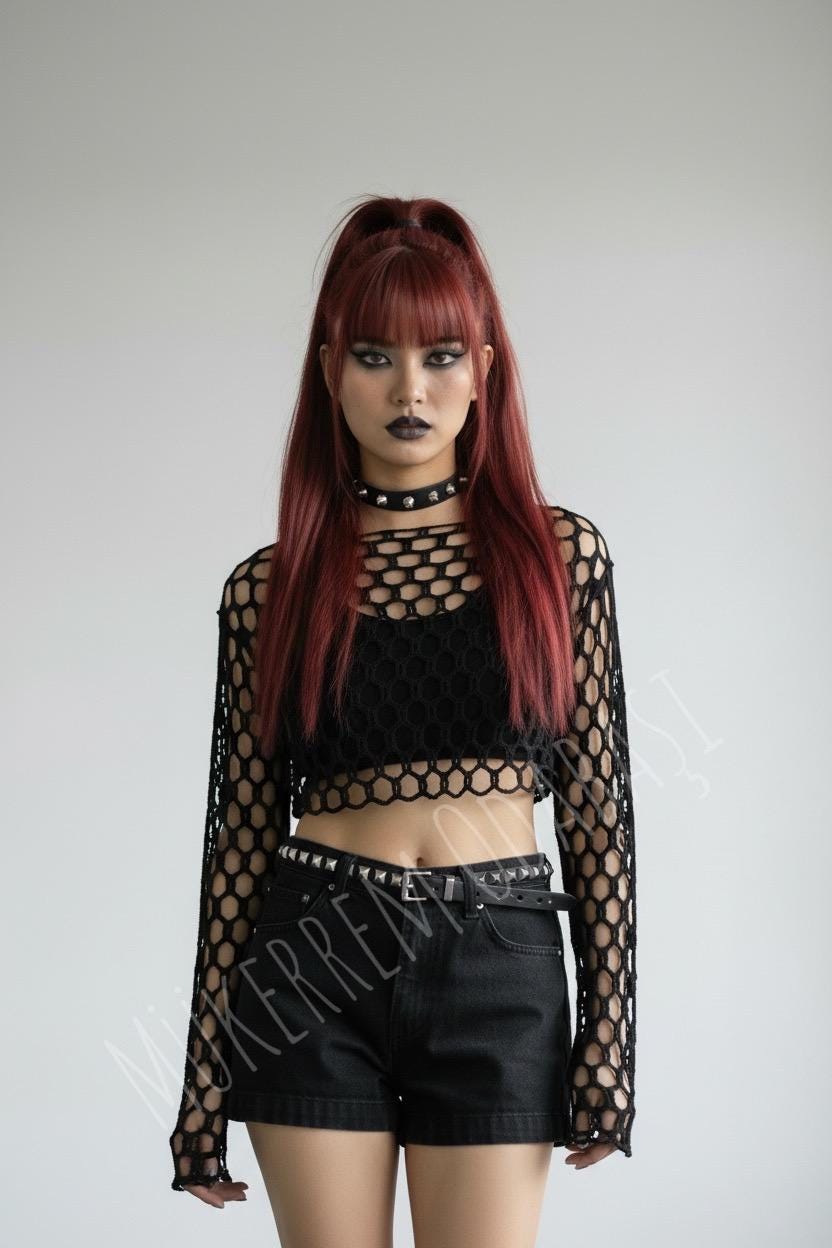 Gothic Crochet Crop Top,crochet Festival Crop Top,crochet Mesh