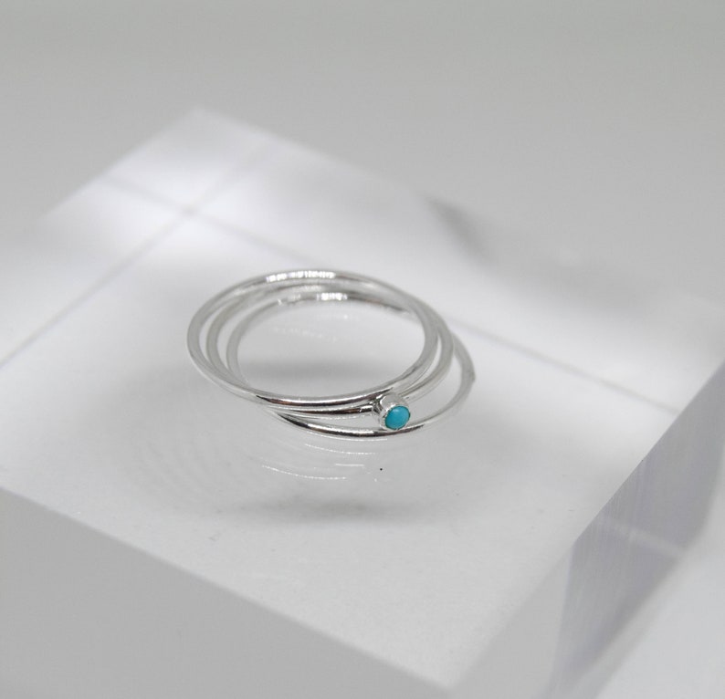 Turquoise ring silver and blue stone ring silver stacking rings silver and turquoise ring small turquoise ring stacking ring set