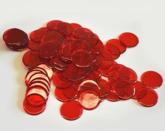 100 Plastic Bingo Chips, Red