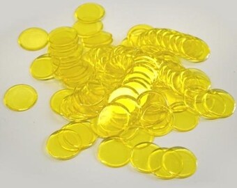 100 Plastic Bingo Chips, Yellow