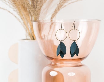 Tiny Leaves Hoop Earrings / Statement Earrings