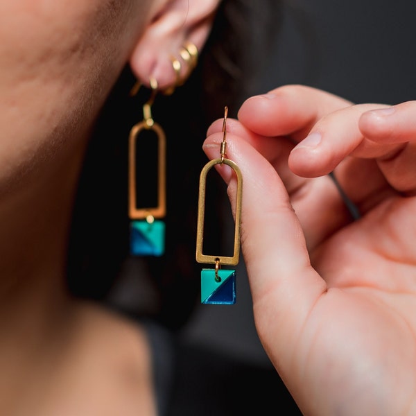 Half + Half Drop Earrings - 4 color options