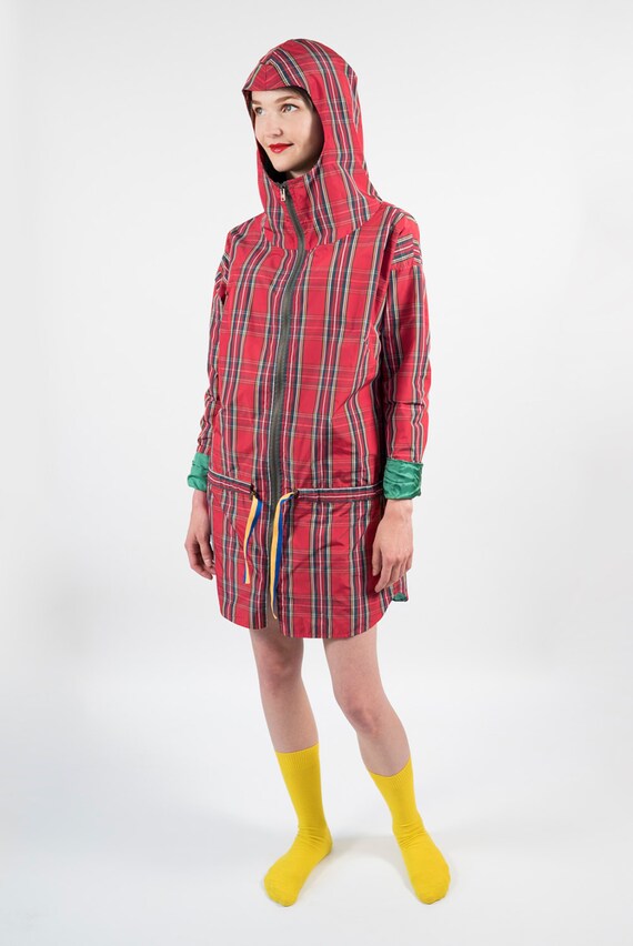 checkered raincoat