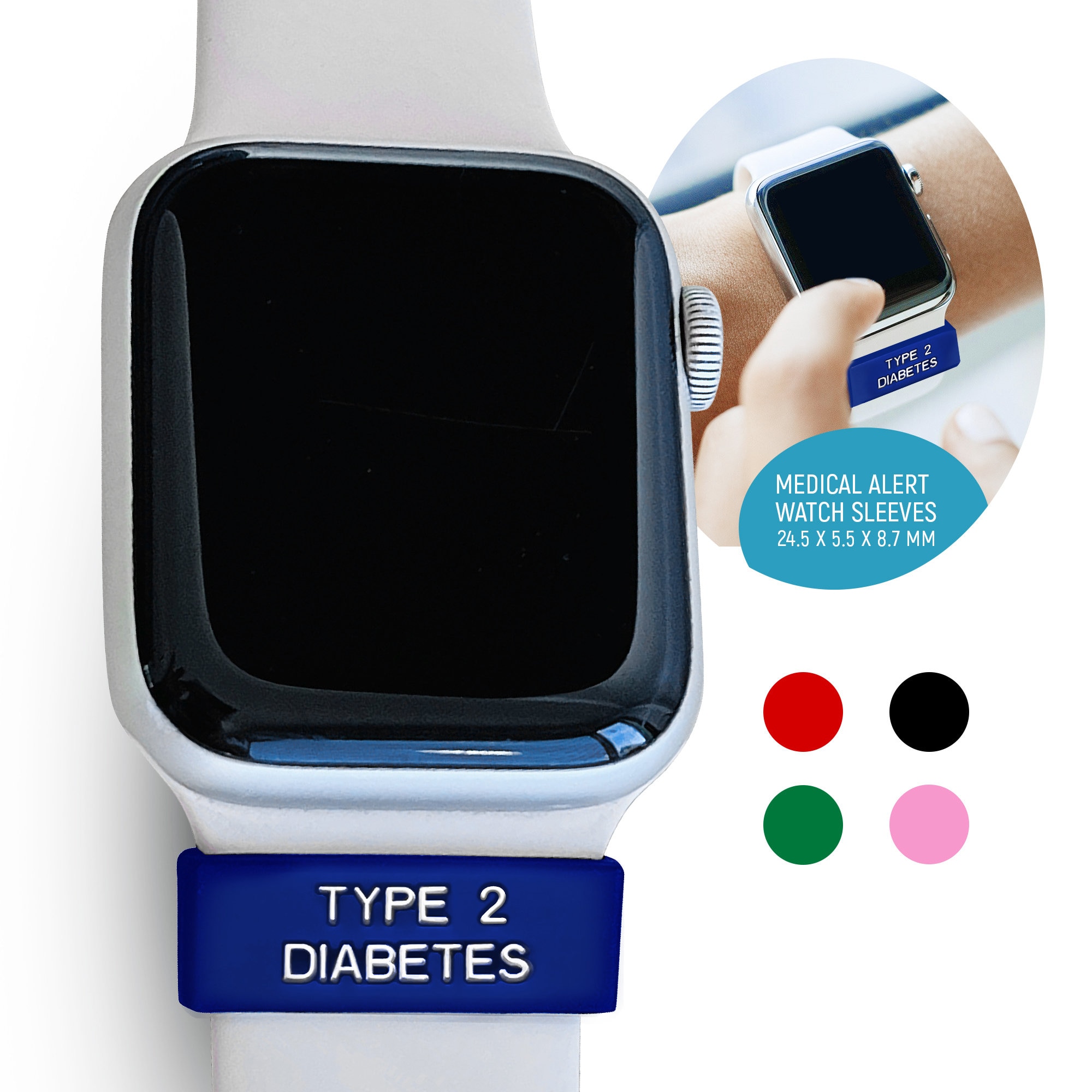 Type 2 Diabetic Medical Alert Watch Sleeve Colored Silicone Etsy UK