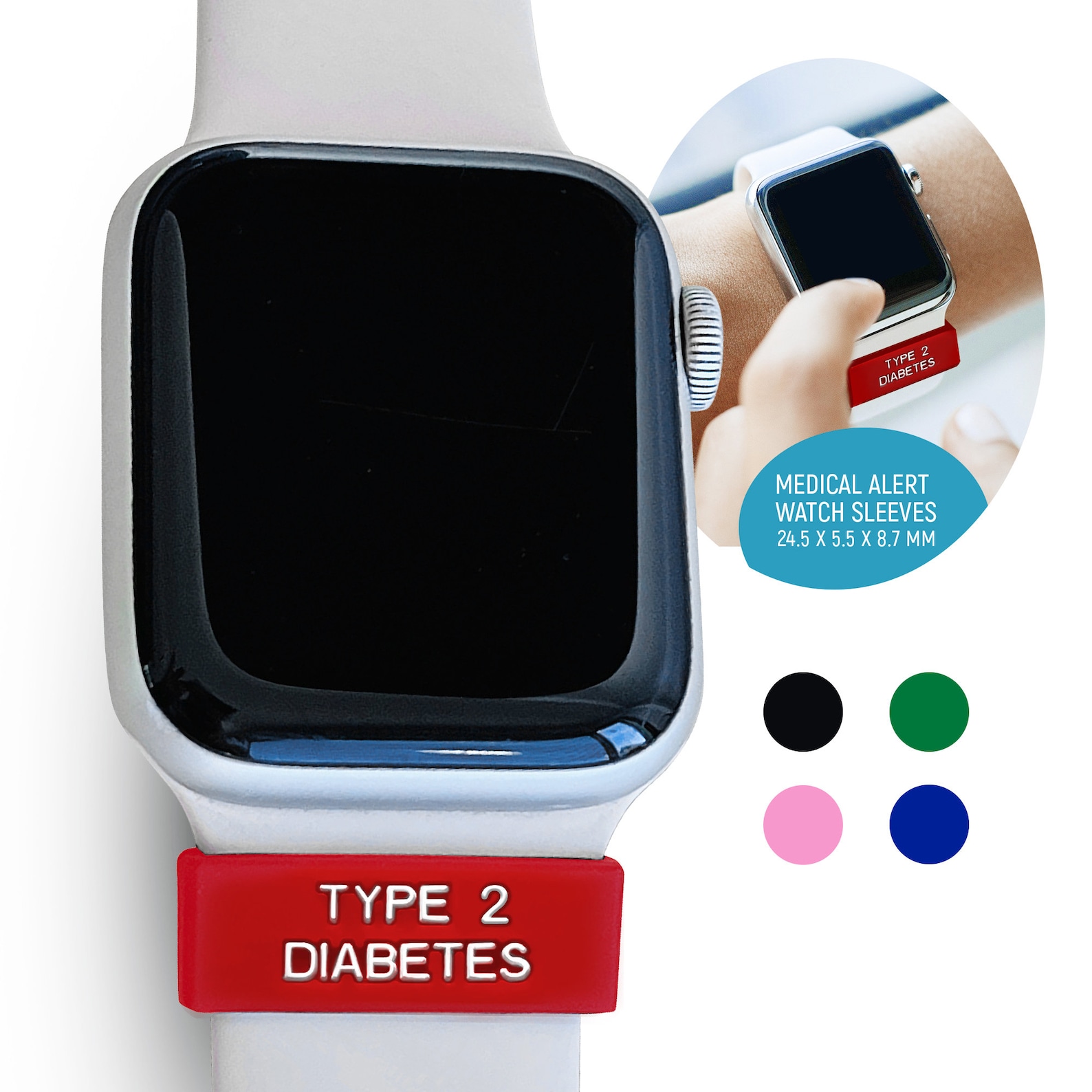 Type 2 Diabetic Medical Alert Watch Sleeve Colored Silicone - Etsy UK