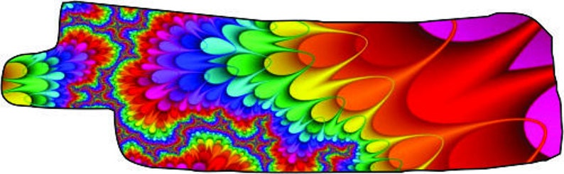 May include: Abstract psychedelic art print with a swirling pattern of red, orange, yellow, green, blue, and purple colors.