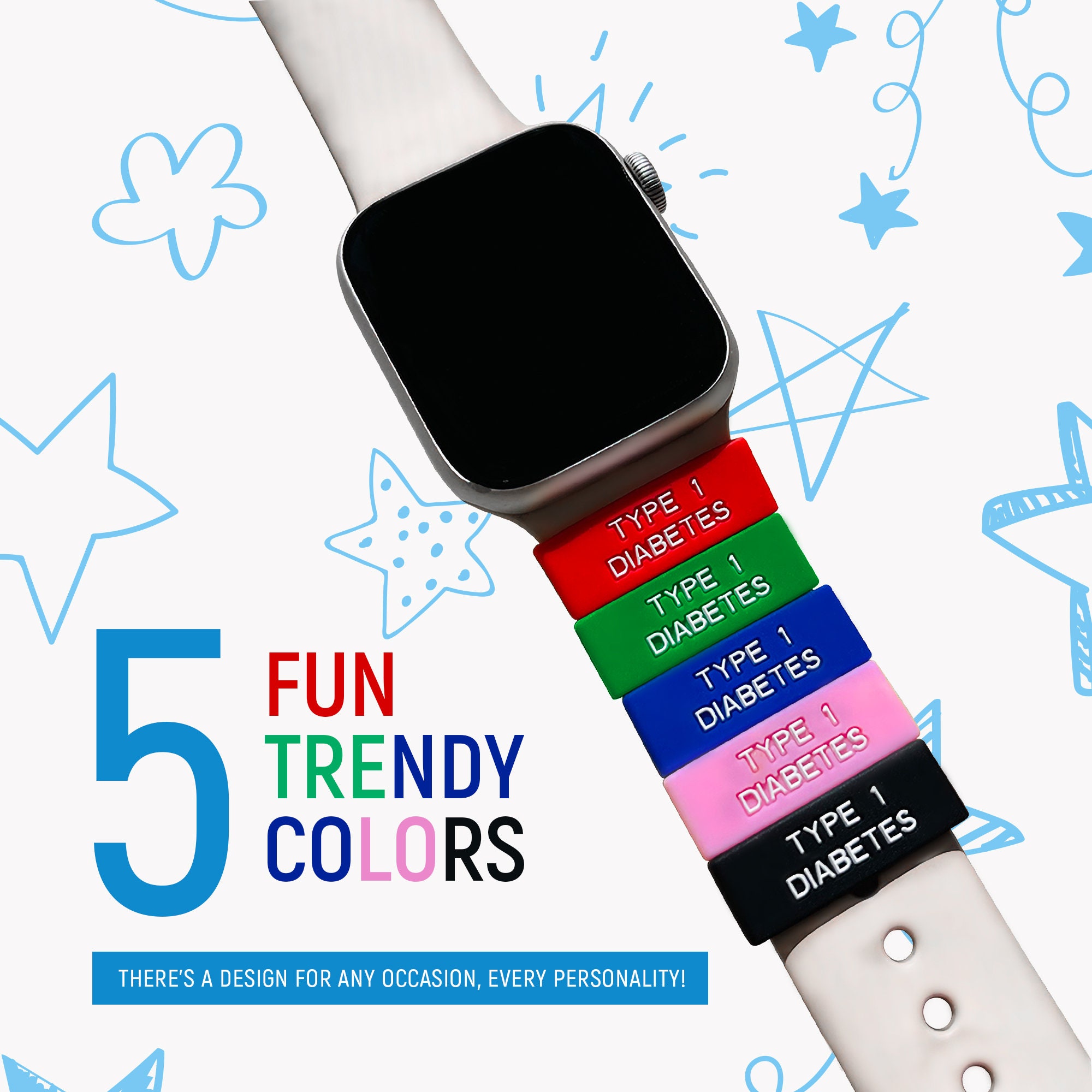 Type 1 Diabetic Medical Alert Watch Sleeve Colored Silicone Etsy