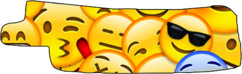 May include: A yellow background with a pattern of various yellow emoji faces. The emoji faces include a winking face, a surprised face, a thinking face, a smiling face with sunglasses, and a frowning face.