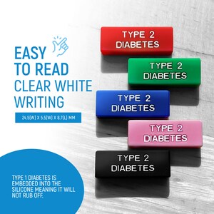 Type 2 Diabetic Medical Alert Watch Sleeve Colored Silicone image 3