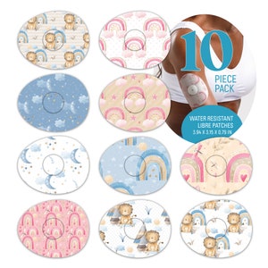 10 pack PRECUT Freestyle Libre adhesive patches. Extend the life of your sensor! Waterproof, long lasting and no fray. Rainbows design.