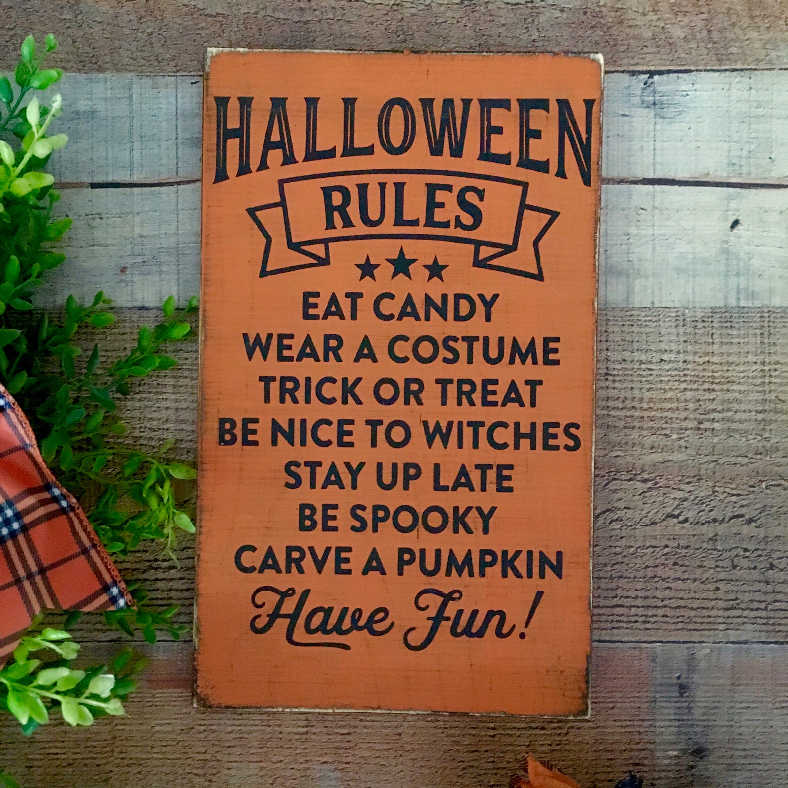 Halloween Rules Fall Home Decor Sign/halloween Etsy