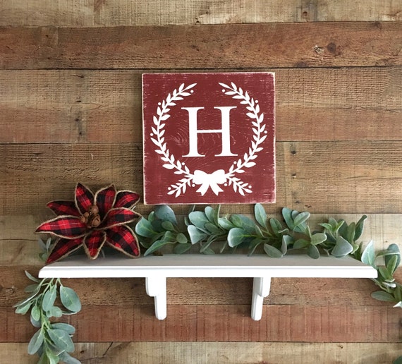 Christmas Home Decorations Personalized Monogram Wood Etsy