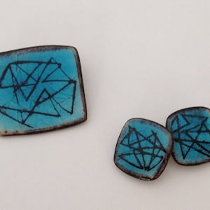 Alice Lund brooch and clip earrings Denmark