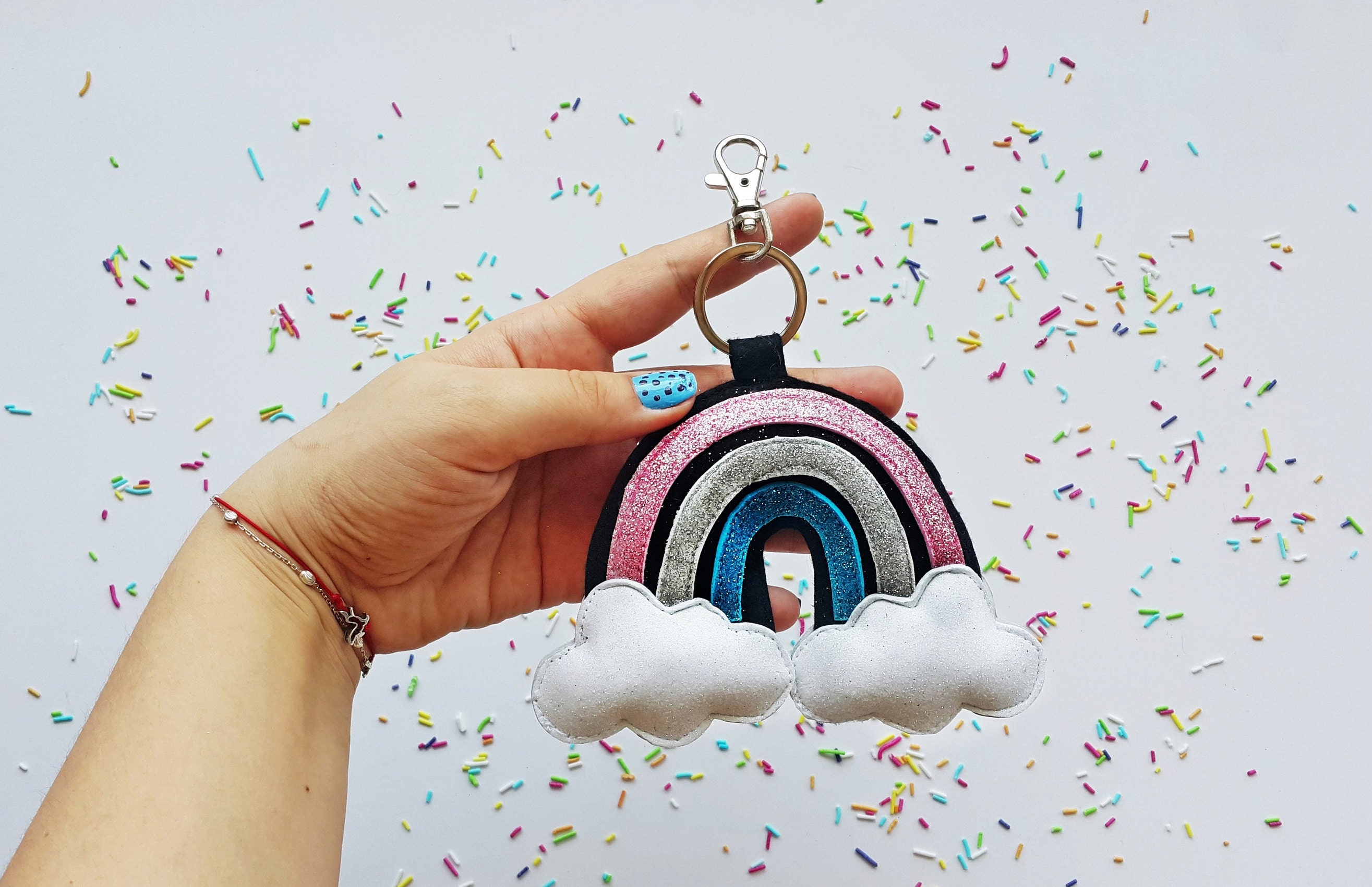 Rainbow Keychain & BagcharmKeychain HolderSparkly Keychain Etsy