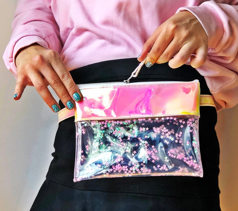pink clear bum bag