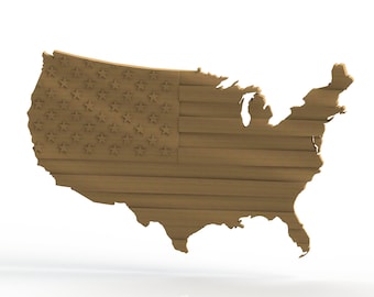 3D USA outline wavy flag STL file
