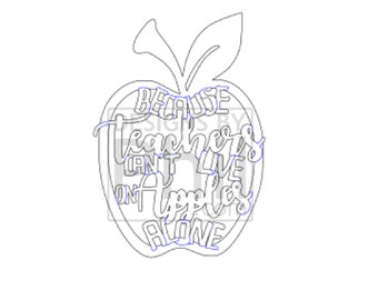Teacher's cant live on apples alone Laser cut pattern only - not a physical item