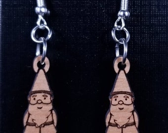 The Original Naughty Gnome earrings - cherry wood