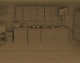 Garage Scene Background STL FILE for 3D CNC carving