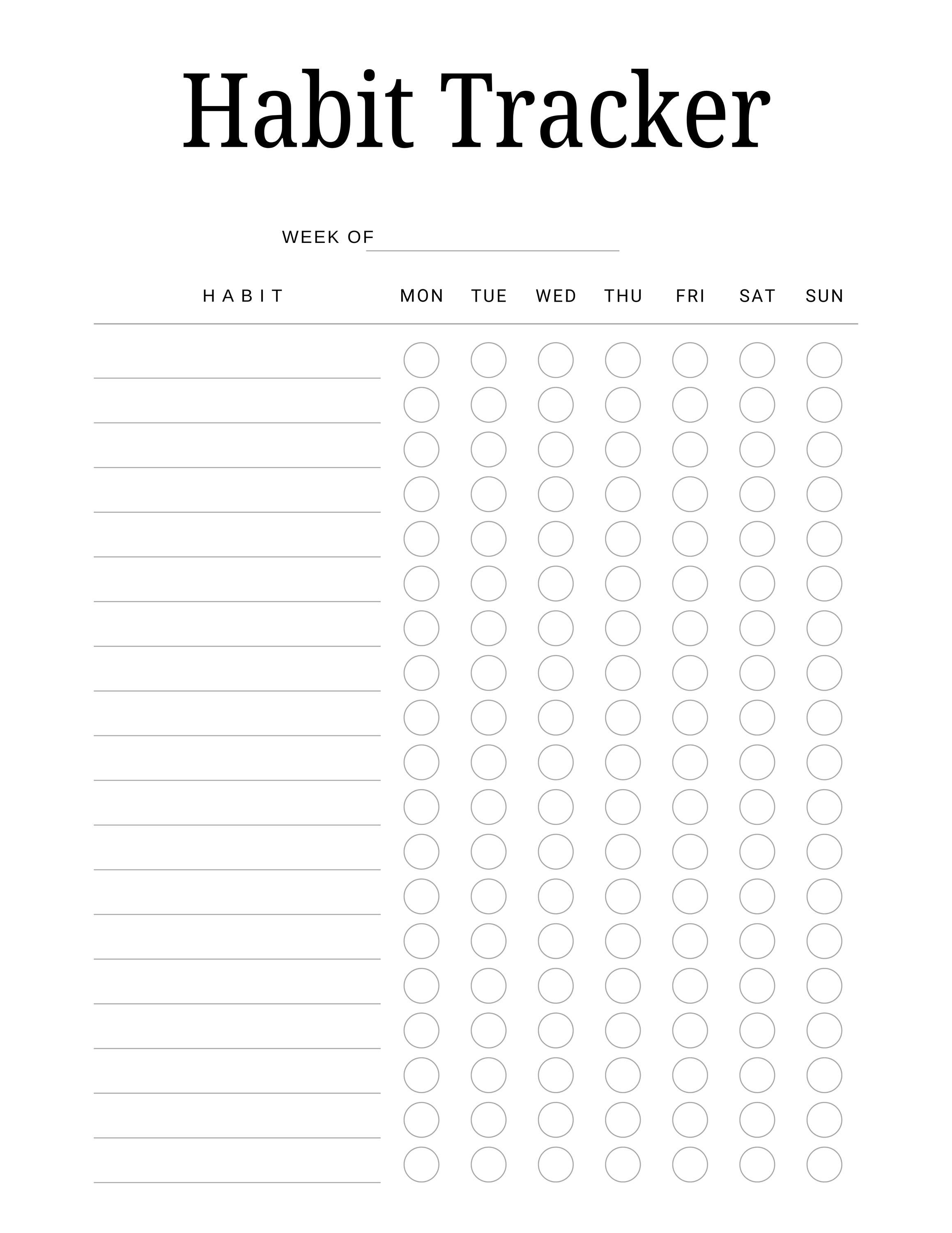 PDF Habit Tracker Printable – Weekly Planner for Goals, Wellness ...