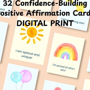 32 Positive Affirmation Cards for Children | Instant Download | Kids’ Daily Affirmations | Growth Mindset Cards | Printable PDF