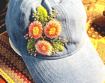 Custom Embroidered Wildflower Hat: Personalized Baseball Cap