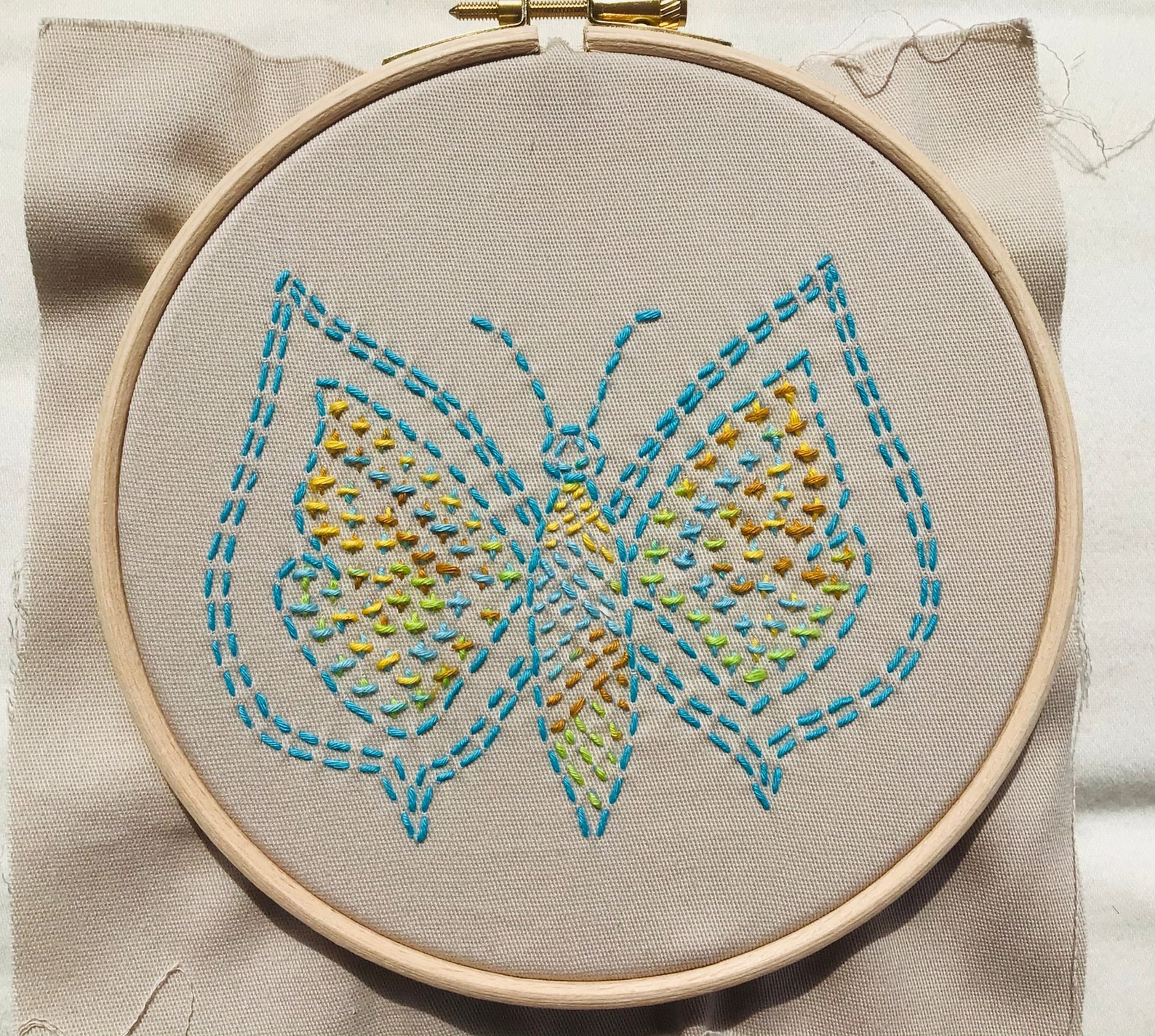 Sashiko Butterfly Embroidery Hoop Kit Etsy