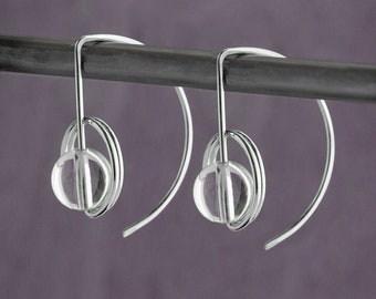 Sterling Silver Earrings,Silver Hoop Earrings,Circle Earrings,Medium Silver Hoops,Small Silver Hoops,Modern Hoops,Edgy Earrings,Handmade USA