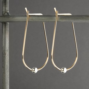 Mixed Metal Hoop Earrings,Silver and Gold Hoops,Silver and Gold Earrings,Modern Hoops,Lightweight Hoops,U Hoops,Large Hoops,Handmade USA